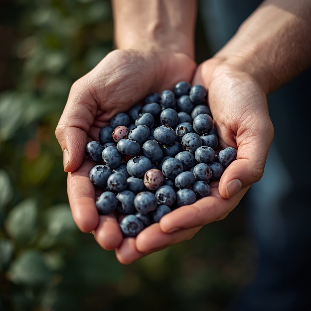 Ručna berba borovnice u voćnjaku
